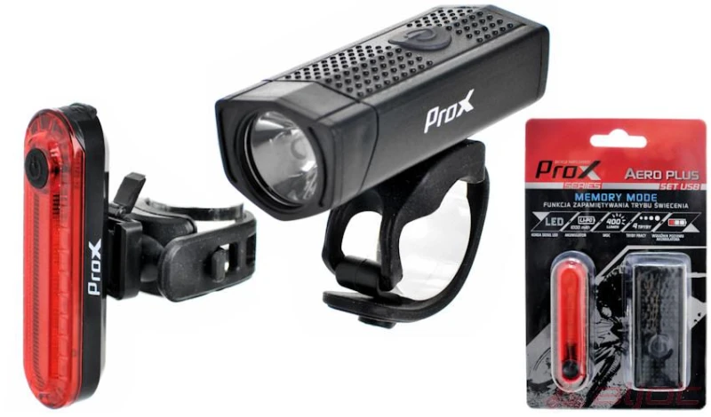 Zestaw lampek rowerowych ProX Aero Plus 400lm USB