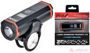 Lampka rowerowa przednia Prox Vesta Pro 400Lm, 2600mAh USB.jpg