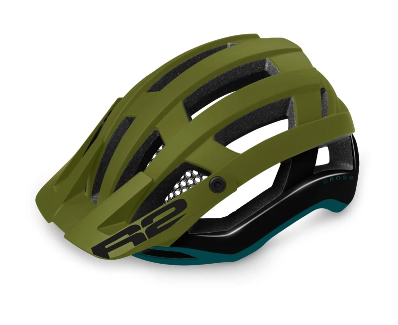 Kask Rowerowy R2 Cross Oliwkowo-Czarny ath32f.webp