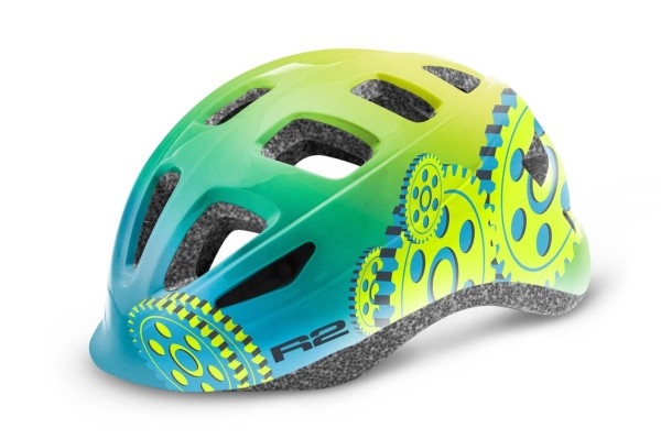 Kask Rowerowy R2 Bunny Kids Niebiesko-Żółty Tarcze ath28f.webp